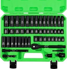 3/8" Drive Impact Socket Set 50-Piece Standard SAE and Metric 6 Point Cr-V New