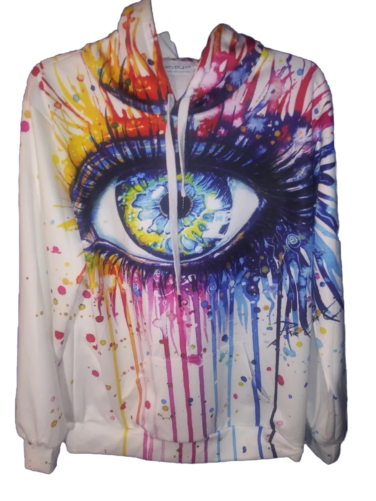 NEWCOSPLAY Paint Splatter Eye Graphic Hoodie Unisex S… Gem