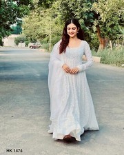 INDIAN DESIGNER GEORGETTE GOWN WITH EMBROIDERY WORK AND DUPATTA FOR OCCASIONS