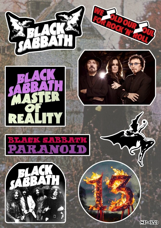 Black Sabbath Sticker Pack | Master Of Reality Paranoid Heavy Metal Band Logo