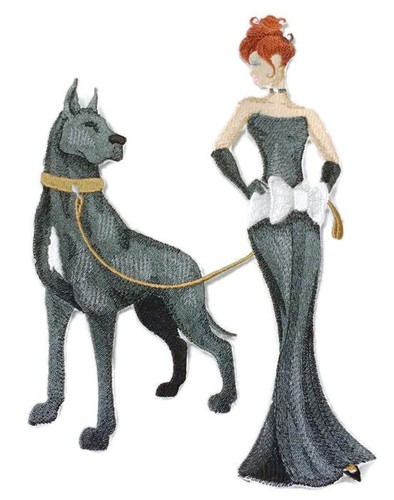Fashionista And Dog Embroidered Iron On Patch - Picture 4 of 6