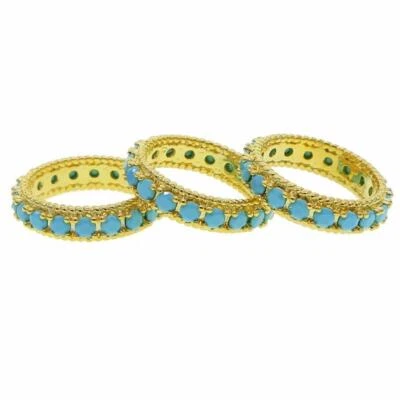 Damen Ring Gold vergoldet Zirkonia blau Hellgold 24 Karat WASSERFEST R6081D1 - Bild 1 von 4