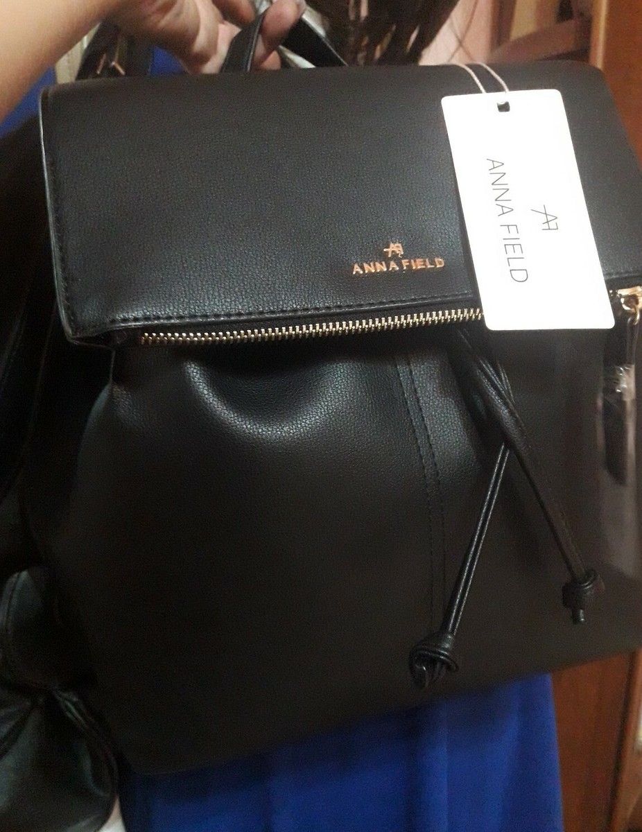 Bag Anna Field Rucksack Schwarz Zaino ANNA FIELD Noir Nero Logo