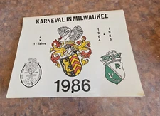 1986 Calendar for Karneval Milwaukee Gesellschaft Rheinisher Verien Gruen-Weiss