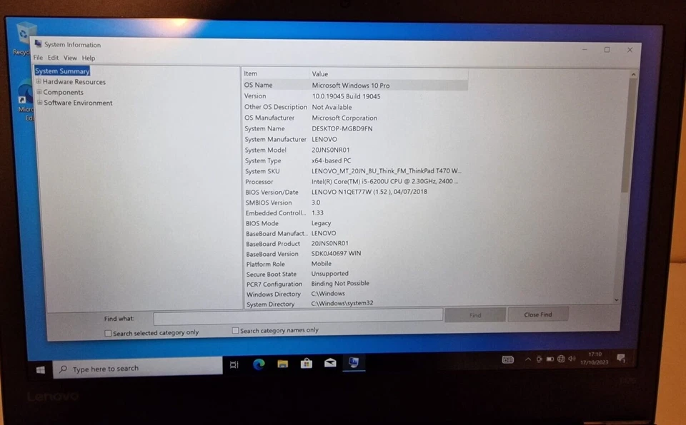 Lenovo Thinkpad T470 i5-6200U 8GB/16GB Ram 256GB/512GB SSD FHD Windows 10 Laptop - Image 4 of 4