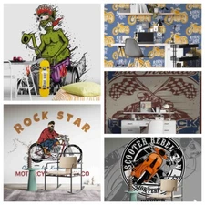 3D Motorcycle Sign Letter Self-adhesive Wallpaper Removable Wallpaper Wall Mural