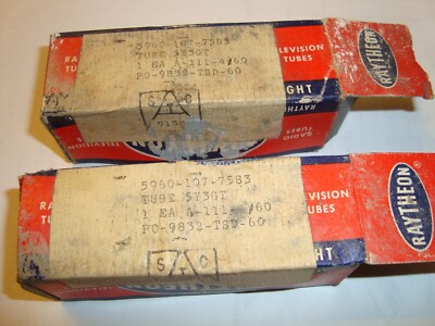 One Matched Pair of 5Y3 Tubes, By Raytheon, Black Plate, New Tubes