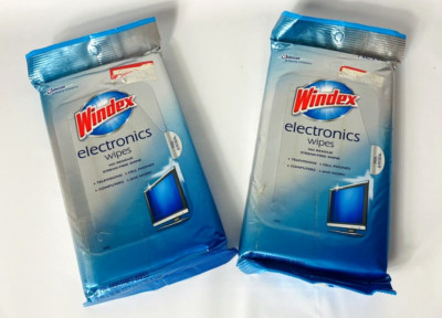2 Windex Electronics Wipes NO Residue Streak Free Shine TWO 25-Count Packs