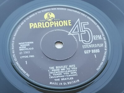 THE BEATLES HITS  EP   1972  SOLID CENTRE  KNIFE  EDGE   NON FLIP OVER SLEEVE