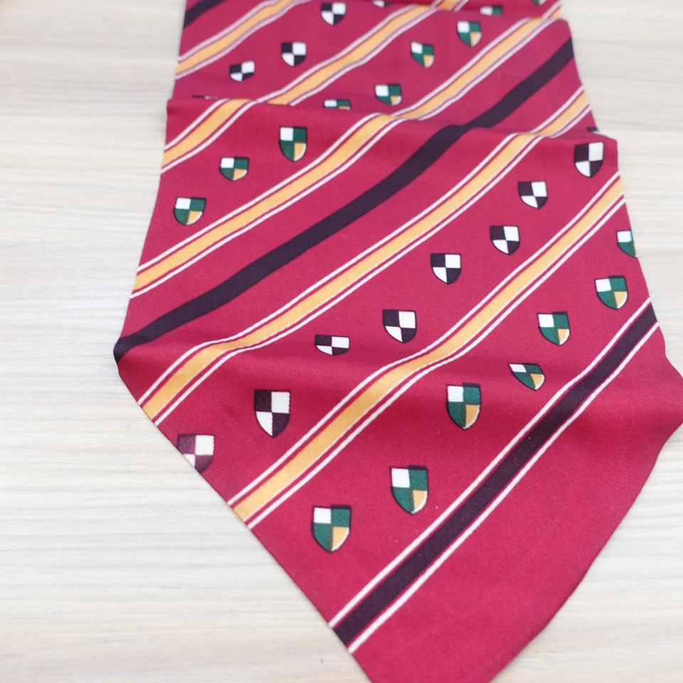 Mens Ascot Cravat Neck Tie Red Striped Classic Formal Oxford Tuxedo Party Suit - Image 4 of 4