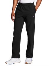 Champion Men's Powerblend Relaxed Bottom Fleece Pants - Size L, Black