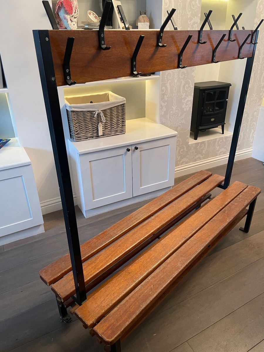 Bench Reclaimed School Coat Rack Vintage Industrial School