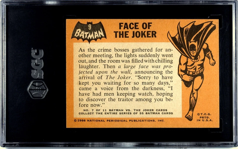 ✺SGC 5✺ 1966 TOPPS BATMAN Black Bat Rookie Graded Card FACE OF THE JOKER - Image 2 of 3