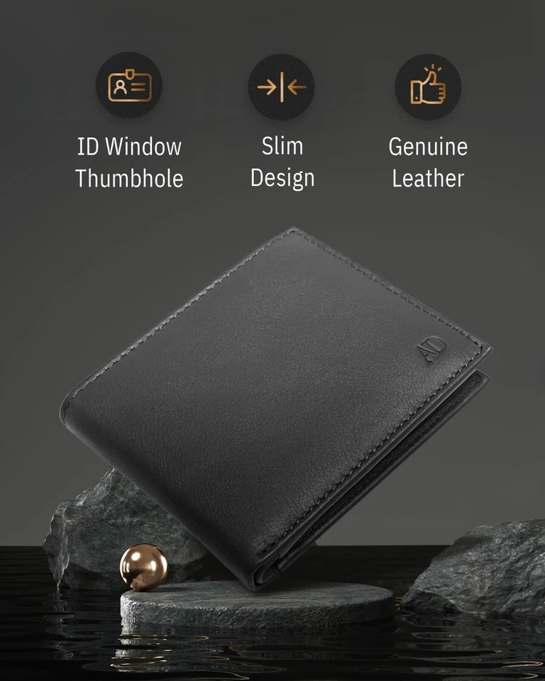 Genuine Leather Wallet For Men - Mens Wallet With ID Window RFID Blocking - Image 2 of 4