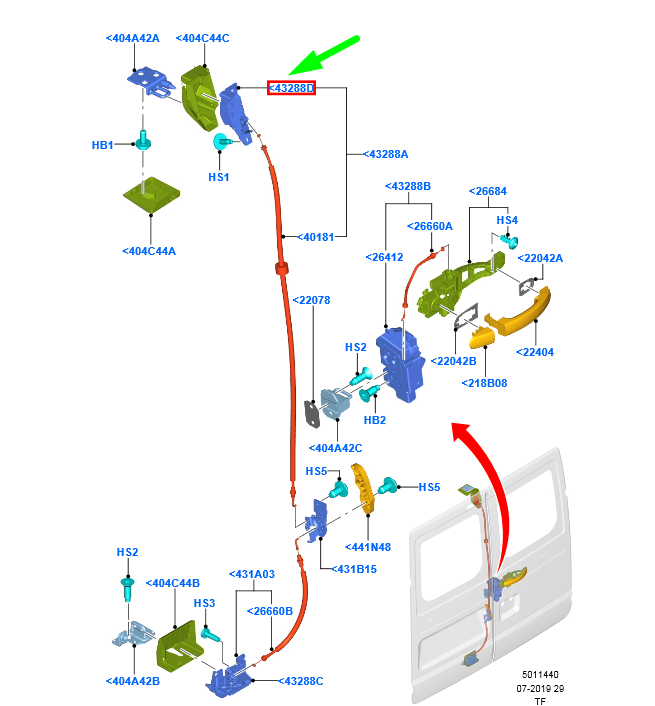 FORD TRANSIT CUSTOM MK1 Rear Back Door Latch Assy 1821974 NEW GENUINE