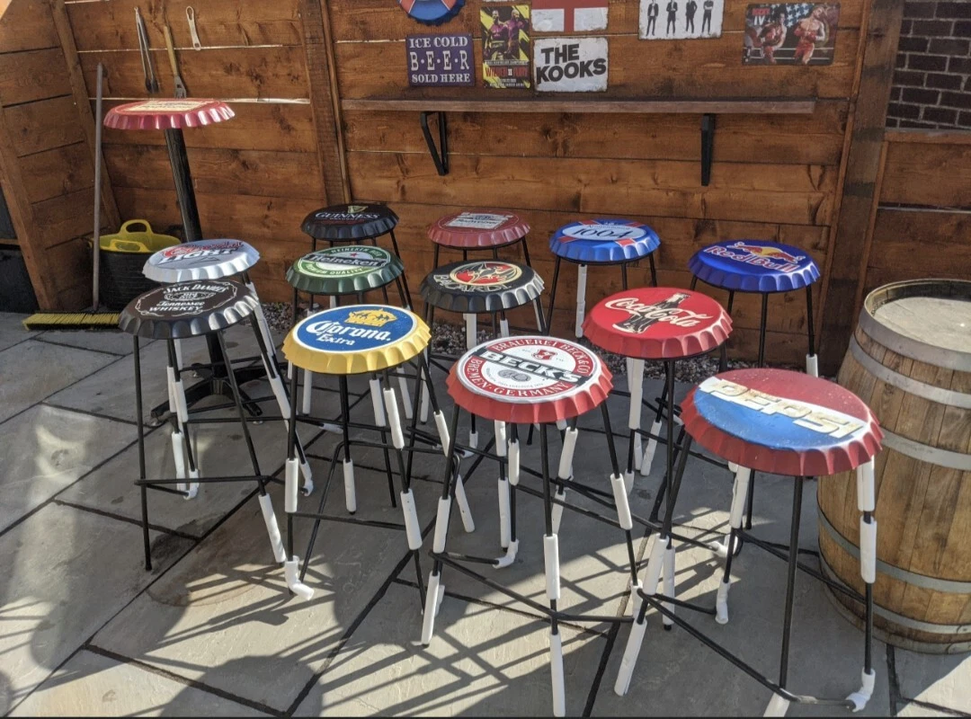 Man cave Bar Stool x 1 Home Bar Indoor Outdoor Bottle Top Cap custom made