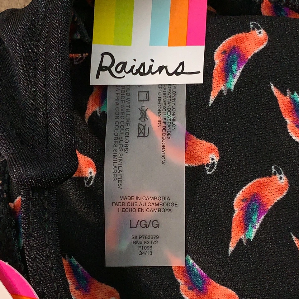 Raisins Juniors Size Large Black Beaded Fringe Bra Padded Bikini Swim Top NWT - Image 3 of 4