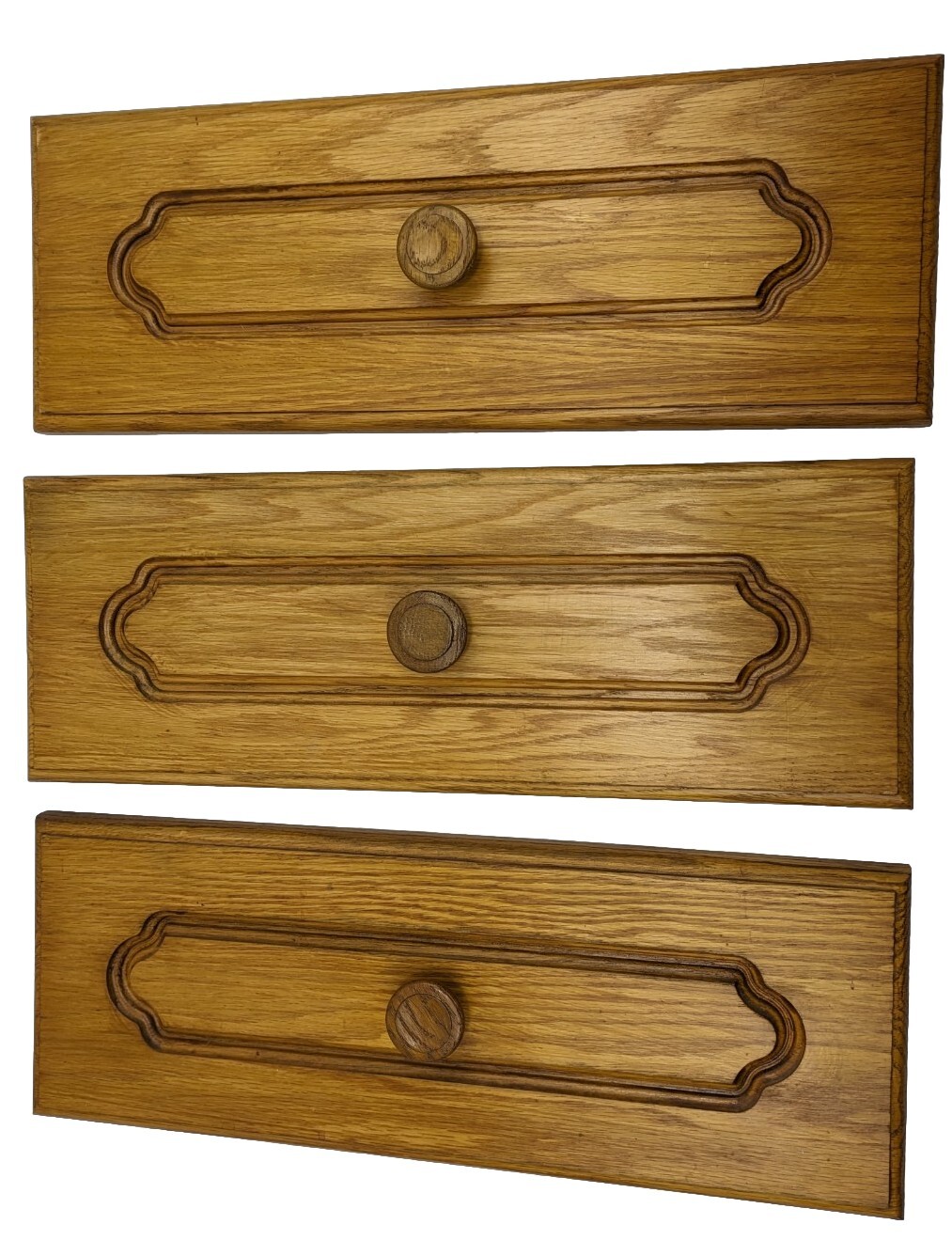 3x SOLID DARK / Golden OAK ARCHED KITCHEN DRAWER FRONT, Replacement