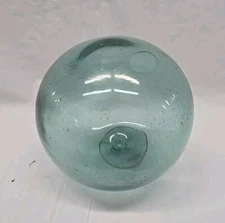 Rare Japanese Antique Blue Green Glass Fishing Float 3.5 Inch Bubble Glass
