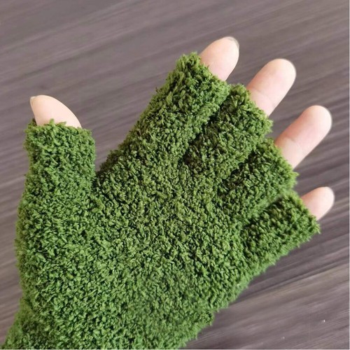 Coral Thermal FINGERLESS GLOVES Unisex Men Women Knitted Warm Winter Half Finge∂ - Picture 4 of 16
