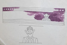 Contemporary abstract surrealist ink drawing caricature portrait