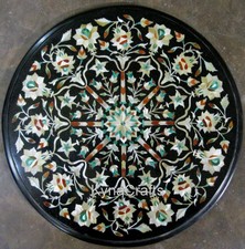 Schwarz Marmor Bistrotisch Tisch Top Mit Edelsteine Inlay 38.1x38.1cm Kaffee