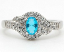 1CT Aquamarine  Topaz 925 Solid Sterling Silver Ring Sz 8 UB4-5