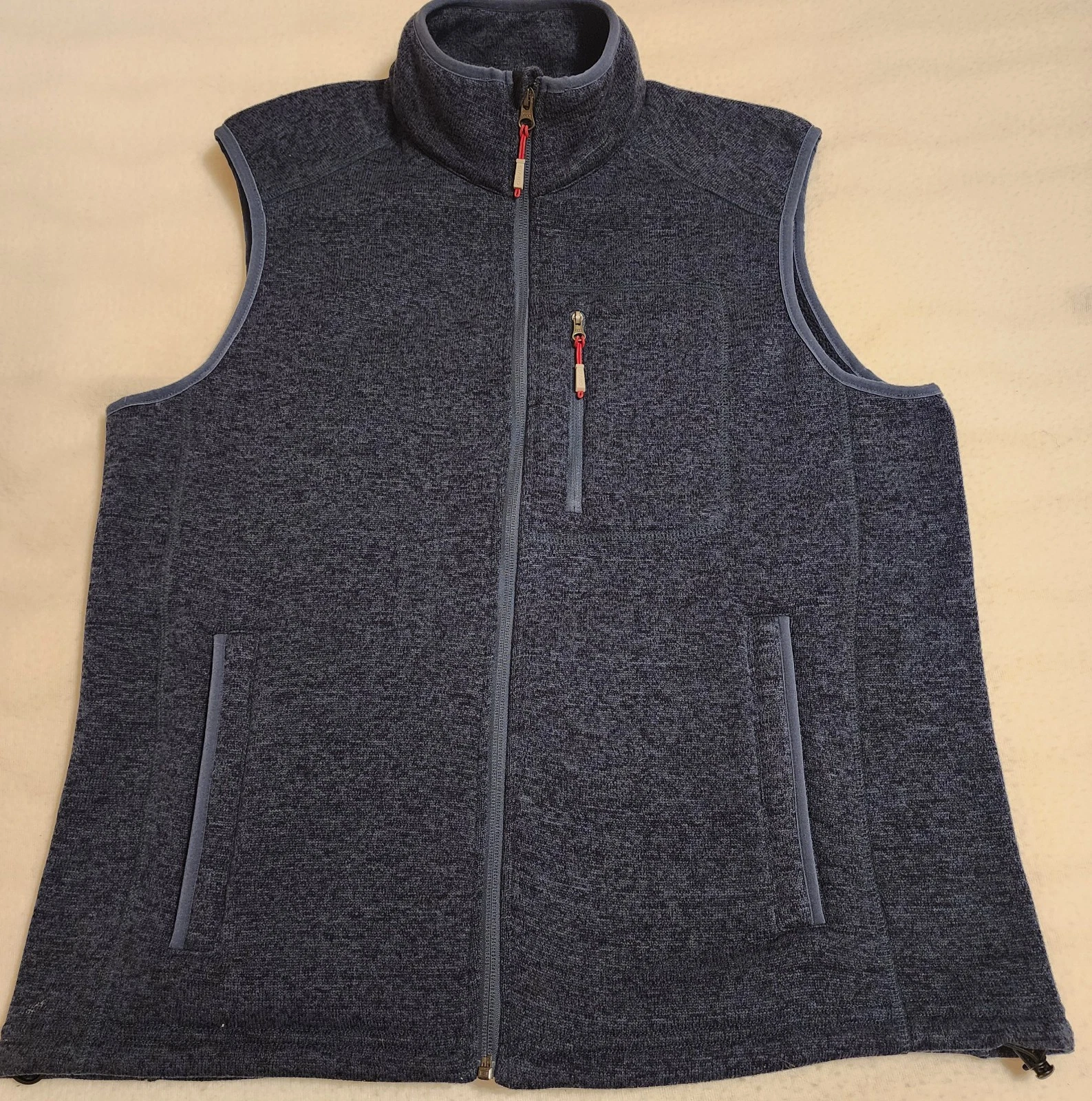 Mens Orvis R65 Blue Sz Large Sweater Fleece Vest Jacket Full-Zip Fishing Hunting