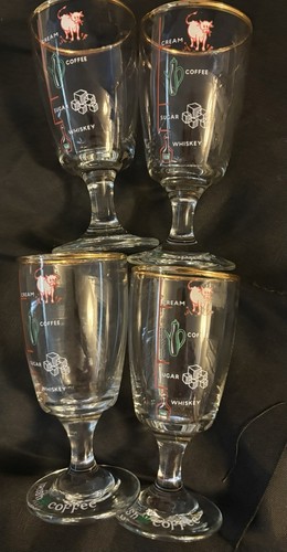 Vintage Irish Coffee Stielgläser mit Goldrand und Rezeptmaßen 4er Set - Bild 2 von 8