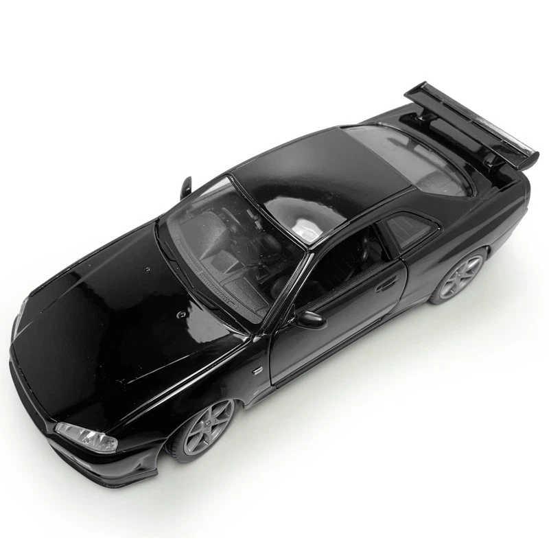 1:24 Nissan Skyline GT-R (R34) Model Car Metal Diecast Toy Cars Collection Black - Image 4 of 4
