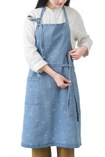 Cotton Denim Apron Soft - Unisex Adjustable Bib Apron with 5-Pockets Perfect ...