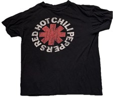 Red Hot Chili Peppers T-Shirt XL Black Distressed Asterisk Logo Rock Band Tee