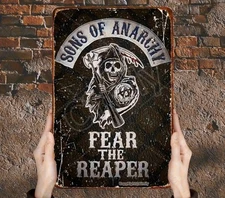 Sons of Anarchy "Fear the Reaper" Vintage Metal Tin Sign - NEW- 12x8