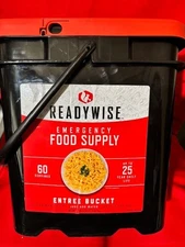 ReadyWise Emergency Food Supply Bucket (Meat) + 20 Servings of Rice.