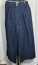 H by Halston Blue 100% Linen Wide Leg Pants Women’s Size 10 Navy - NEW!