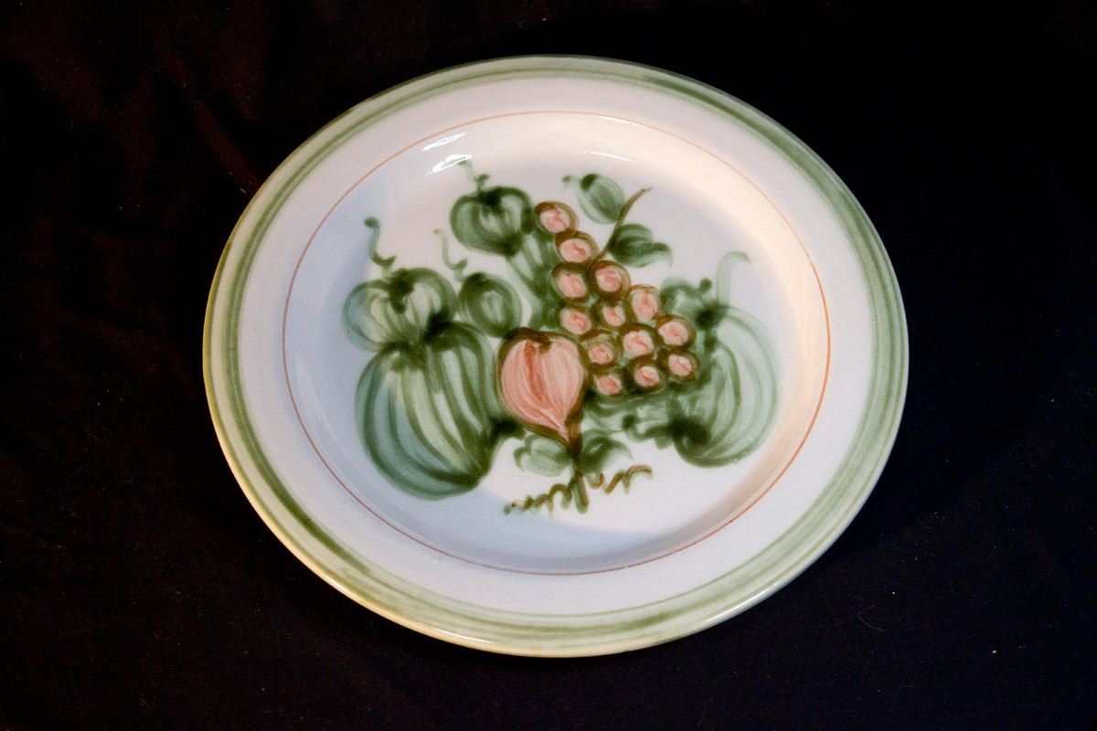 Vintage Louisville Stoneware John B. Taylor Harvest Dinner Plates 13" Set of 6