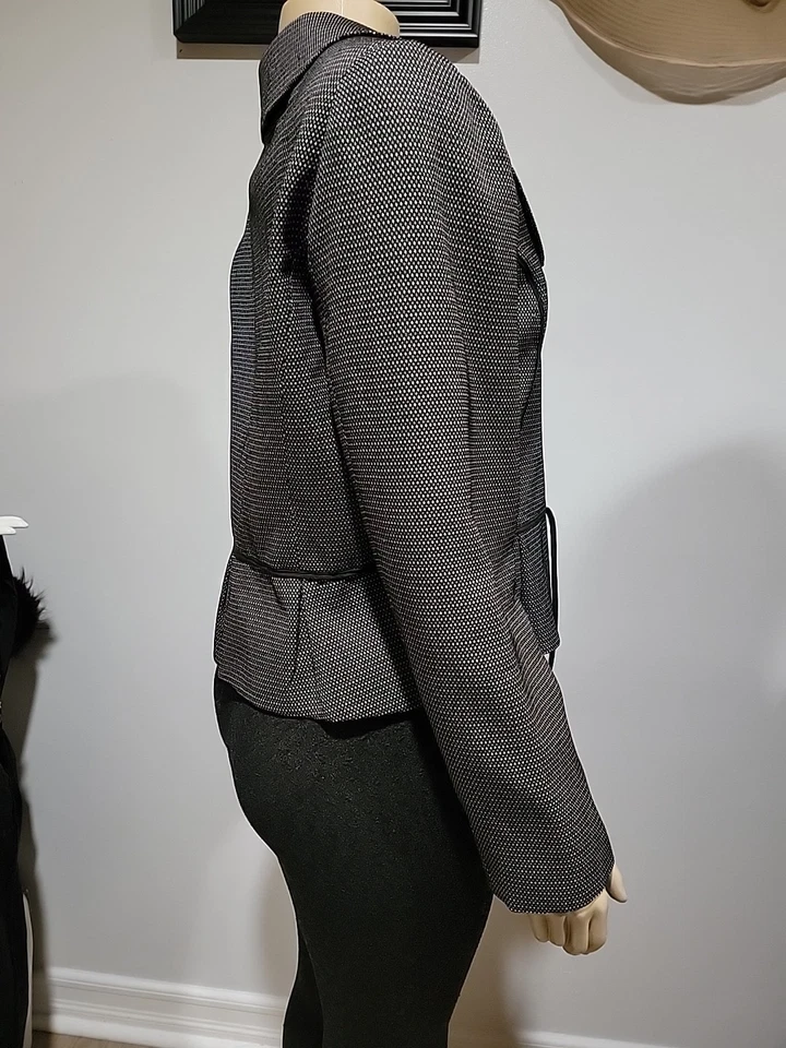 Chaqueta Blazer Giorgio Sant Angelo Para Mujer Talla 12 Negra Peplum Abotonada #R3 Foto 4 de 4