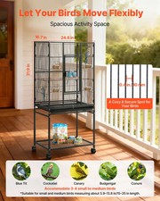 Bird Cage, 24.6 x 16.7 x 53.9 inch, Flat Top, Wrought Iron Bird Flight Cage with