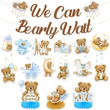 Teddy Bear Baby Shower Decorations - We Can Bearly Wait Party Supplies with B...