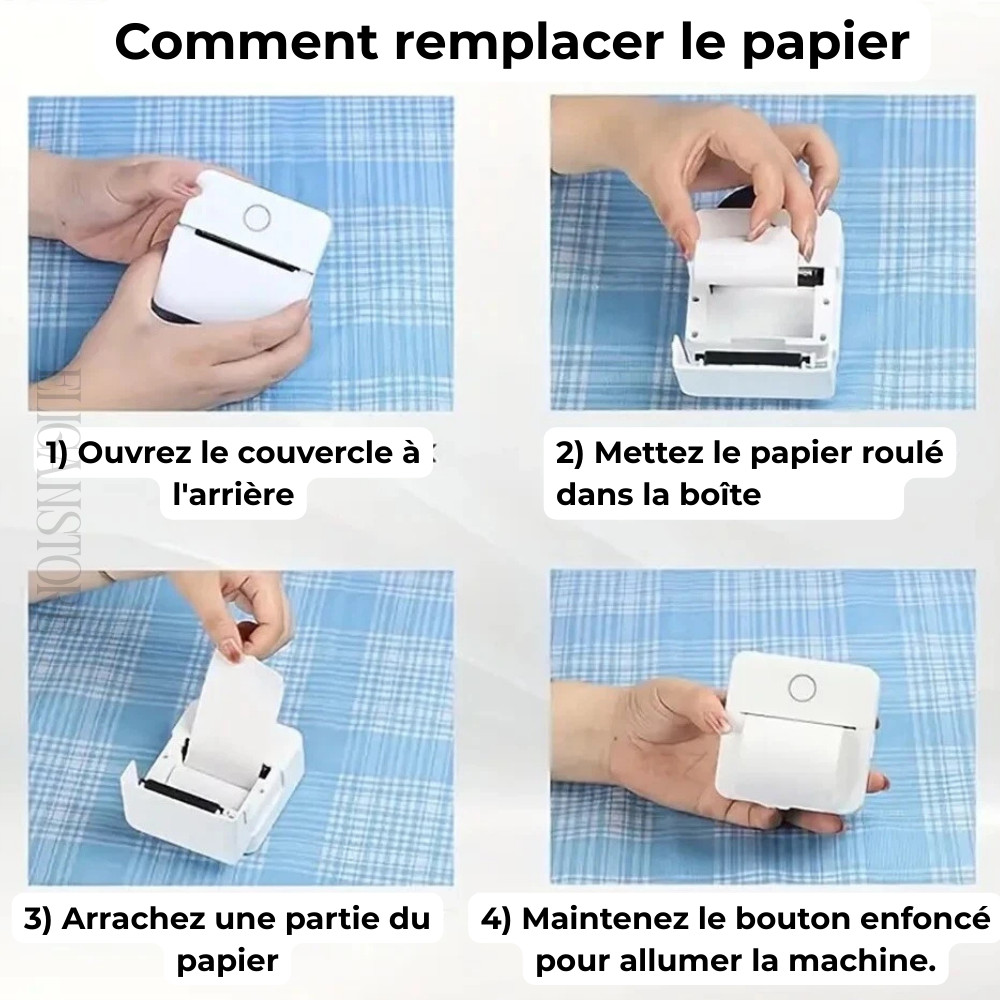 Mini imprimante thermique Bluetooth pour iOS et Android blanche