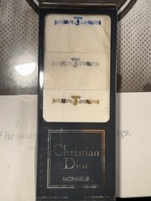 Christian Dior Handkerchief Mens One Size White Linen Embroidered T