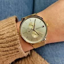 Image of TOMMY HILFIGER WOMENS WATCH 1781943 GOLD TONE MESH STRAP & GOLD DIAL GENUINE