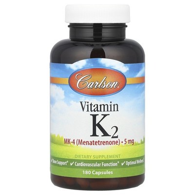 Carlson Labs Vitamin K2 MK-4 Menatetrenone  5 mg 180 Capsules Gluten-Free,