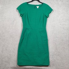 J Crew Sheath Basketweave Dress Women's Size 4 Green Cap Sleeve Business Career