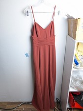 Davids Bridal Bridesmaid Dress Celebrate DB Studio Cinnamon Spaghetti Sz2 (LS)