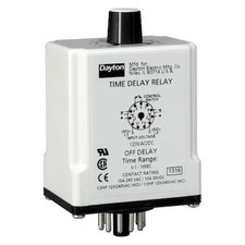 Dayton 1Egc5 Single Function Time Delay Relay, Octal, Off Delay, 1 Functions
