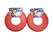 Lot of 2 Red Nerf Dog Flyer Frisbee Dog toy