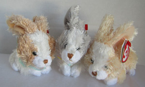 Ty Basket Beanie Babies TOPSY HOBSY BOBSY Bunny Rabbits, 2010, mint w/ Hang Tags