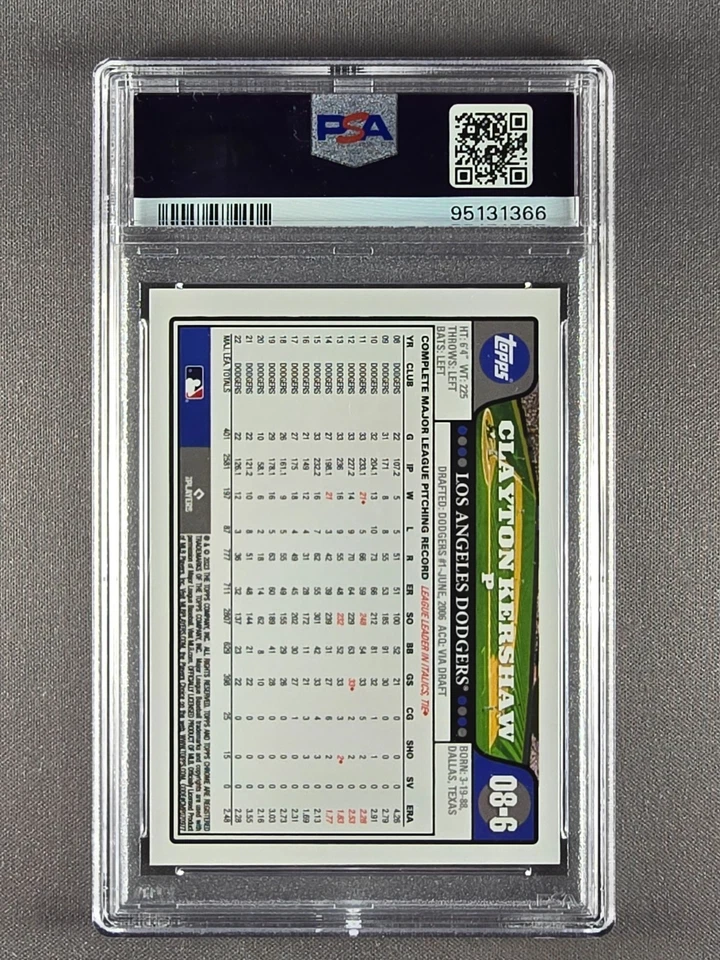 2023 Topps Chrome Lids #08-6 Clayton Kershaw /50 Gold 2008 Design PSA 9 - Image 2 of 2