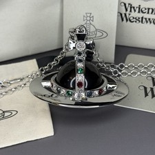 Vivienne Westwood Giant Orb Silver Black Nana Necklace Pendant WITH BOX